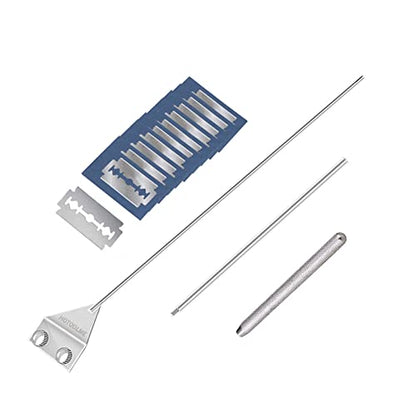 Aquarium Scraper, 25.6" Stainless Steel Scraper Cleaning Razor with 10 Blades for Glass Aquarium Fish Tank