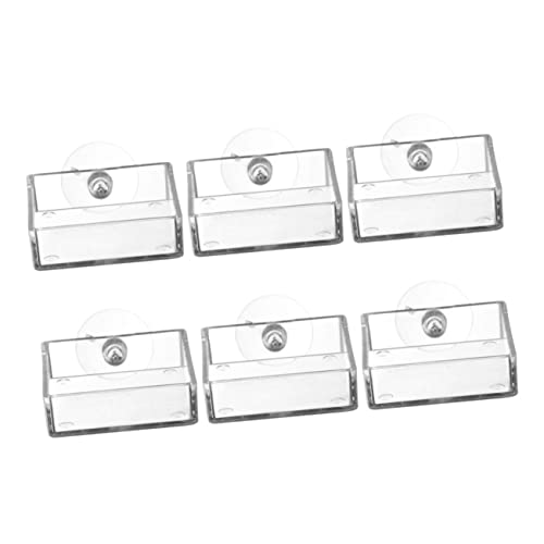 LIOOBO 6pcs Acrylic Aquarium Feeding Plates Suction Cups Dishes for Shrimp and Fish Tanks Convenient Food Feeders Easy to Clean and Install