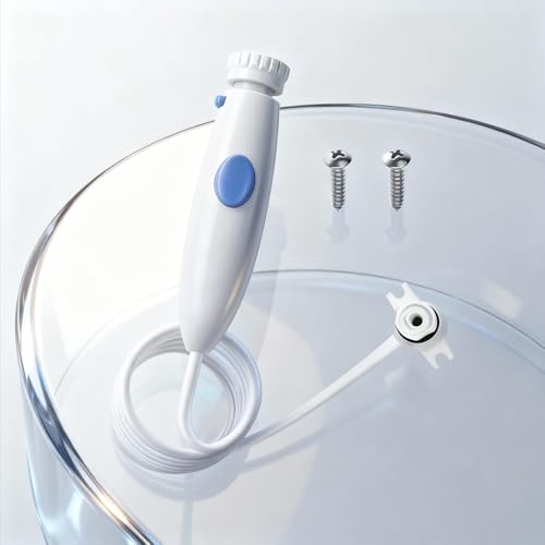 Replacement Handle Hose Parts Waterpik Replacement Parts Compatible with Waterpik water flosser WP-100 WP-300 WP-660 WP-662 WP-670 WP-672 WP-900 Oral Hygiene repair kit Accessories (White) - color: White