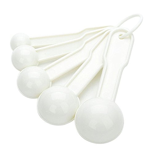 5 in 1 White Plastic 1g 2.5g 5g 10g 15g Measuring Spoons Set Kitchen Baking Tools