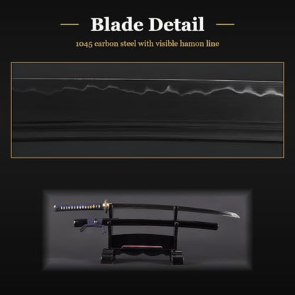 Hand Forged 1045 Heat-Tempered Katana, Full Tang Sword - color: Dragon Tsuba