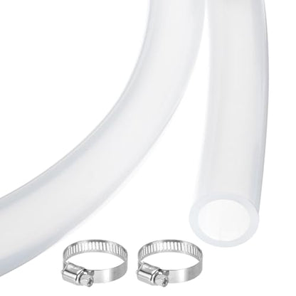 MECCANIXITY 5ft Clear Silicone Rubber Tubing 1" ID 1 1/8" OD Plastic Tube Flexible Air Hose for Brewing, Wine Making, Pump Siphon, 25mm x 29mm, with 2pcs Clamps - size: 5ft