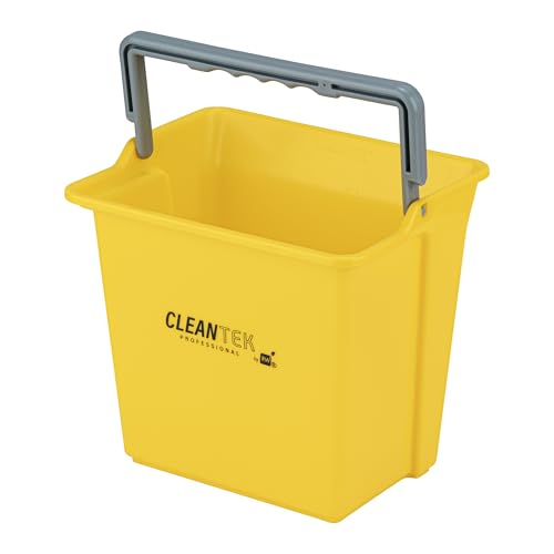 Restaurantware-Clean Tek Professional 6 Quart Cleaning Bucket, 1 Utility Pail with Handle - Heavy-Duty, Portable, Yellow Plastic Washing Pail, Perfect for Household, Outdoor, Car Wash and More