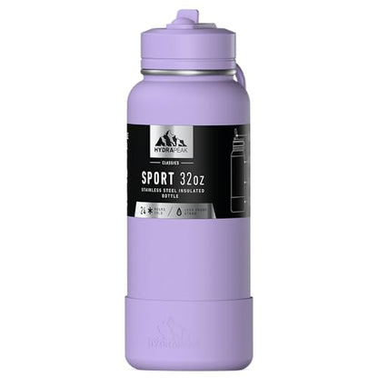 Hydrapeak 32oz Sport Insulated Water Bottle with Straw Lid, Leak & Spill Proof, Keeps Drinks Cold for 24 Hours, Hot for 12 Hours, Premium Stainless Steel Water Bottles (32oz, Dlavender) - color: Dlavender