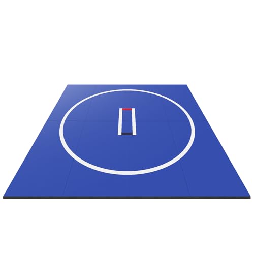 Generic 3M X 3M Wrestling Mats Jiu Jitsu Training Mat Wear Resist Folding Exercise Mat Anti-Slip Multi-Functional Training Blankets for Grappling Martial Art Boxing Judo