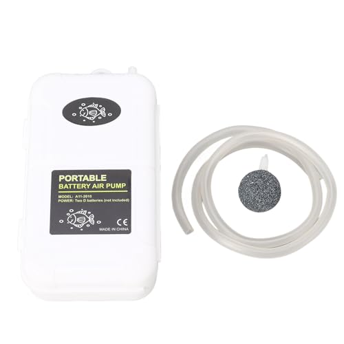 Aquarium Oxygen Pump, Battery Powered Mini Air Pump 5W with 0.6m Hose and Bubble Stone, Portable Fish Tank Aerator for Emergency Oxygenation Outdoor Fishing Bait Buckets