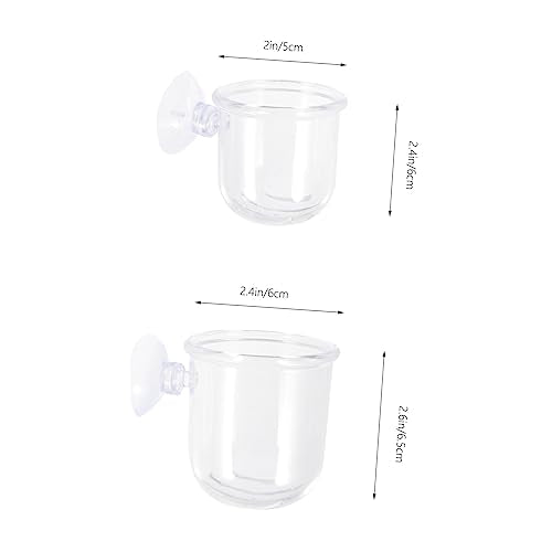 HANABASS 4Pcs Fish Tank Feeder Cups Removable Worm Feeders with Suction for Aquarium for Red Brine Shrimp Tropical Fish Durable Easy to Install