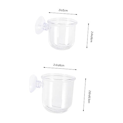 HANABASS 4Pcs Fish Tank Feeder Cups Removable Worm Feeders with Suction for Aquarium for Red Brine Shrimp Tropical Fish Durable Easy to Install