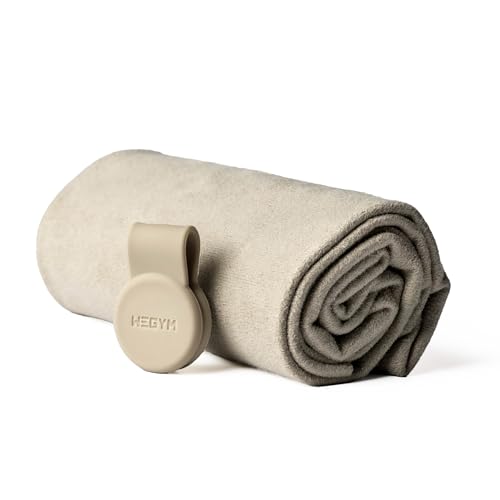 WeGym Suede Performance Towel with Magnetic Clip, Sandstone - color: Sandstone
