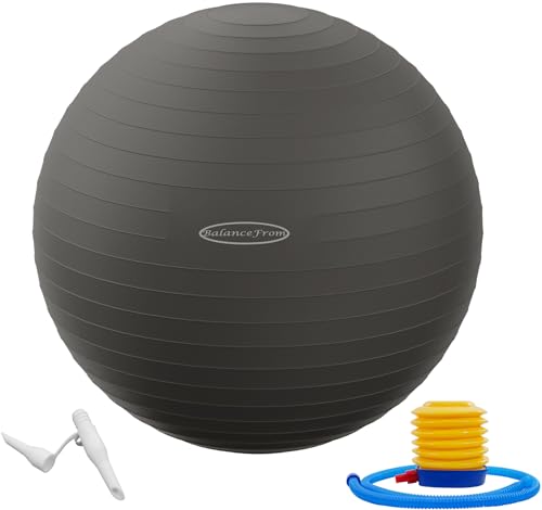 Fitvids Anti-Burst and Slip Resistant Exercise Ball Yoga Ball Fitness Ball Birthing Ball with Quick Pump - color: Gray, size: XL(27-30in/68-75cm)