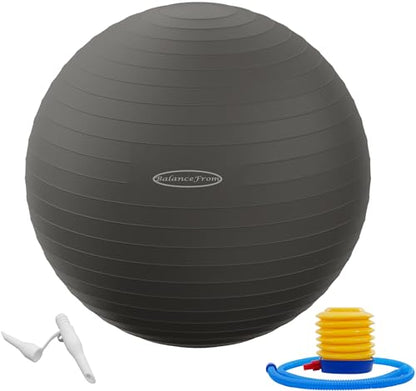 Fitvids Anti-Burst and Slip Resistant Exercise Ball Yoga Ball Fitness Ball Birthing Ball with Quick Pump - color: Gray, size: XL(27-30in/68-75cm)