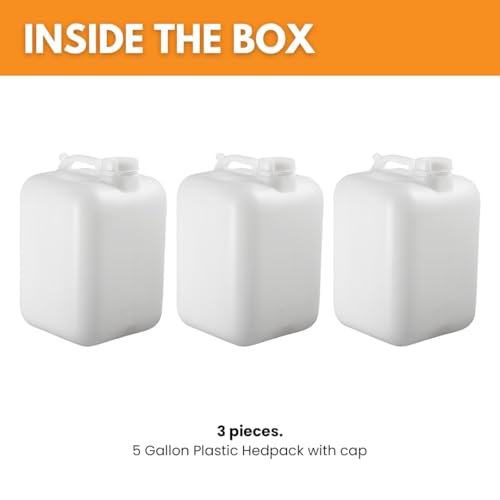 FastRack 5 Gallon Hedpak Jug with Screw Cap | 3-Pack BPA-Free Food-Grade HDPE Water Container, Leak-Resistant White | For Brewing, Fermentation & Emergency Water Storage