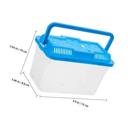 Portable Plastic Aquarium Tank with Blue Turtle Pattern, Medium-Sized Handheld Fish Breeder Box Suitable for Betta Fish, Turtles, and Small Reptiles Transport