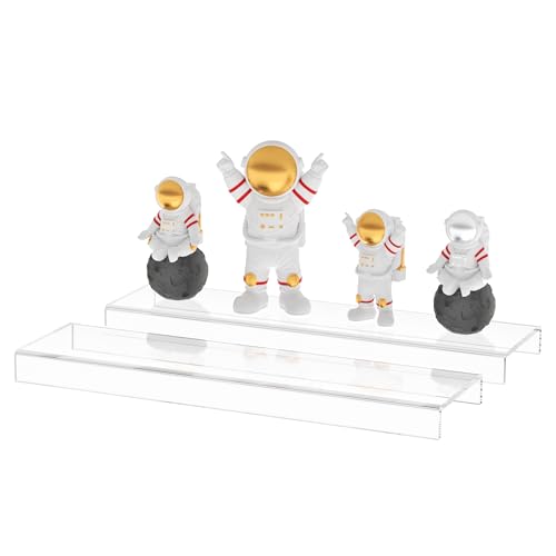 Acrylic Shelf Riser 15x3.9x1 pack of 2, Countertop Acrylic Display Storage Organizer for Shoes, Glasses, Plants, Home Decors, Perfume, Books, Dolls, 15x3.9x1 Inch - size: 15x3.9x1 Inch
