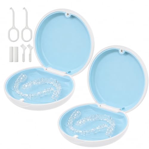 2 Pack Retainer Case, Slim Aligner Case for Invisalign with Tool Kit - color: 2 Pack - Cloud Blue