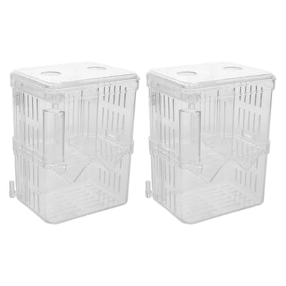 BESPORTBLE 2pcs Acrylic Fish Breeding Box Isolation Box Fish Separator for Aquarium Hatchery Incubator with Suction Cup for Shrimp Clownfish Guppy