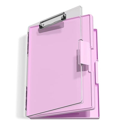Hongri Clipboard with Storage, Pink 8.5 x 11 Clip Board, Dual Compartmen - color: Pale Pink