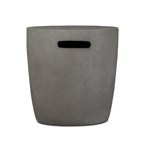 Bowery Hill Round Propane Tank Cover, Glacier Gray Finish, Fiber-Cast Concrete Construction, 19.5" H x 19.3" W, Includes Leveling Feet and PVC Cover, Outdoor Accessory for 20 lb LP Gas Tanks