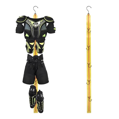 Hockey Hanger Portable Hanging Dryig Rack Hockey Gifts for Home and Outdoor Using in Ice Hockey Skating Football Camping Fishing 5 Hooks (Yellow) - color: Yellow