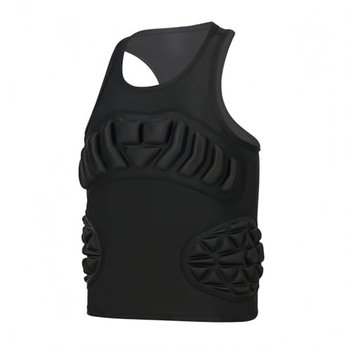 Topeter Kids Chest Protector Vest with Rib Guards for Boys & Girls, Youth Padded Compression Shirt for Football, Baseball - size: Small, style: Black