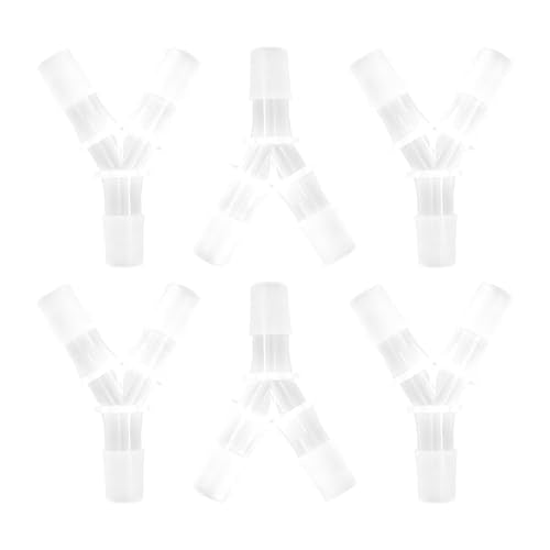 6Pcs 1/2" Hose Barb Fitting Equal Barbed, Transparent Y Shaped 3 Way Plastic Joint Splicer Mender Adapter Union for Air Line Tubing Pipe - size: 0.5 Inch