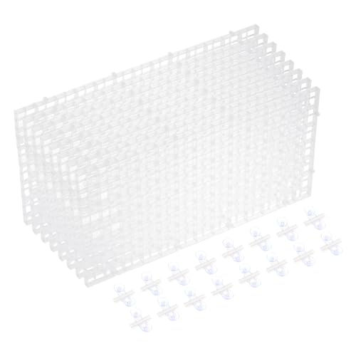 uxcell 8Pcs Aquarium Fish Tank Divider, 12x6 Inch Plastic Egg Crate Light Diffuser Grid Filter Bottom Partition Separator with Sucker Clips and Suction Cups for Aquarium, Clear - color: Clear, size: 12x6 Inch