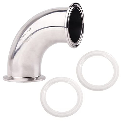 DERNORD 1" Tube OD Sanitary Ferrule Elbow 90 Degree Pipe Fitting with 2 Silicone Gaskets SUS304 Tri Clamp 1.5 Inch - size: 1" Tube OD, style: Pack of 1