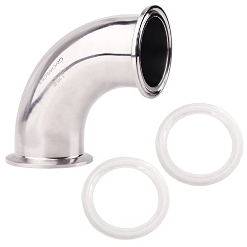DERNORD 2" Tube OD Sanitary Ferrule Elbow 90 Degree Pipe Fitting with 2 Silicone Gaskets SUS304 Tri Clamp 2 Inch - size: 2" Tube OD, style: Pack of 1