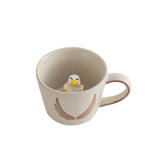 DIHOclub Eagle Coffee Cup Ceramic 3D Wild Animal Inside Mug,Cute Cartoon Handmade Figurine Mugs,Holiday and Birthday Gift for Coffee Milk Tea Lovers,12 OZ(Grey Eagle) - color: Grey Eagle