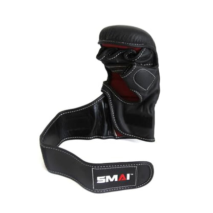 SMAI Leather Hybrid MMA Sparring Gloves: Premium Leather for Kickboxing, Cage Fight, Striking, Grappling, Martial Arts, and Heavy Bag Training. Open-Palm Design for Men and Women. - size: Medium