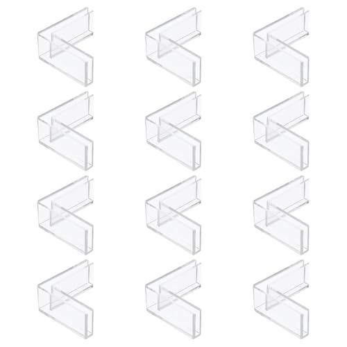uxcell 12Pcs Plastic Glass Connector, Suitable for 3mm Thick l Shaped Glass to Glass Clamp, Fixing Bracket Rimless Clip Holder for Aquarium Fish Tank Display Shelves, Transparent - color: Transparent, size: 3mm