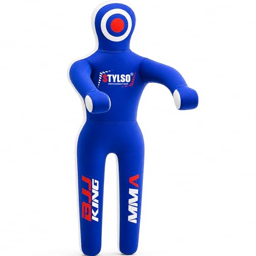 Unfilled Grappling Dummy – Adult Life Size Wrestling & BJJ Training Dummy, MMA Jiu Jitsu Judo Takedown & Throwing Practice, Heavy-Duty Triple-Stitched Canvas Submission Dummy - color: Blue, size: 5ft / 60"