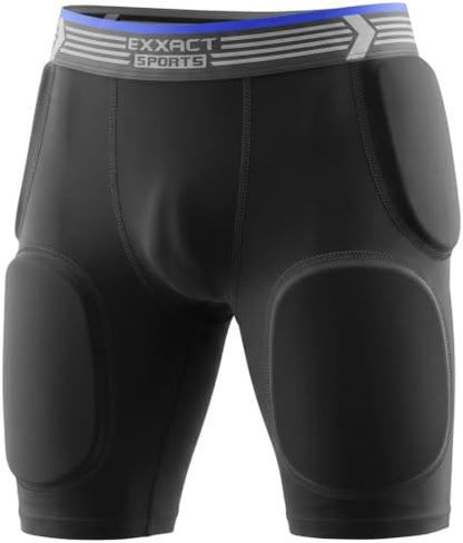 Exxact Sports Rebel 5-Pad Youth Football Girdle with Cup Pocket - color: Black, size: Youth Medium