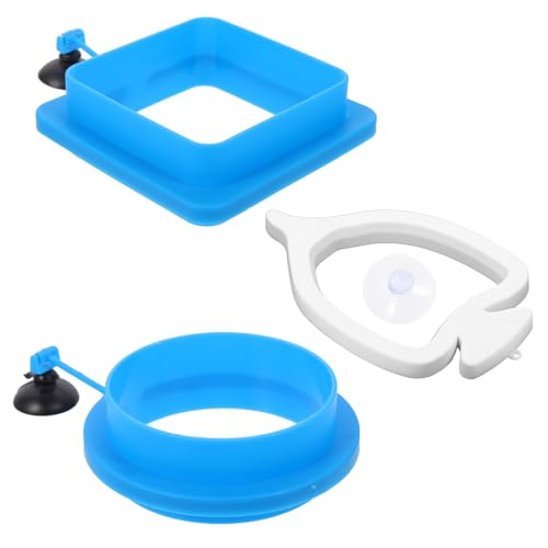 3pcs Wear Resistant Aquarium Feeder Rings Set, Floating Fish Feeding Circles with Thickened Square Round Plastic Design, Prevent Water Diffusion for Fish Tank Accessories
