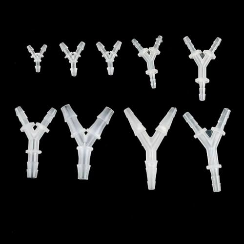 Aquarium Y-Tee Connector 10-Pack 2.4-15.8mm PP Hose Fittings for Fish Tank Systems(10Pcs 4.8mm)