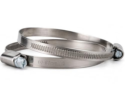 (Pack of 2) Stainless Steel Hose Clamps, Adjustable Clamps, Worm Gear, Adjustable Diameter 2.36-3.14" (60-80 mm) Hose Clamp