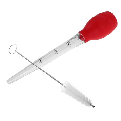 Silicone Turkey Baster with Integrated Cleaning Brush Transfer Pipette for Basting Marinating Turkey Beef Chicken and Fish Cooking Tool for Home Baking and Grilling