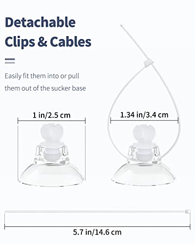 Pawfly 30 Pack Aquarium Suction Cups with Clips and Adjustable Zip Ties Cables Fish Tank Tools for Binding Moss Holding Airline Tubing Decorations Shrimp Nests and Reptile Hammocks - size: 30 Pack