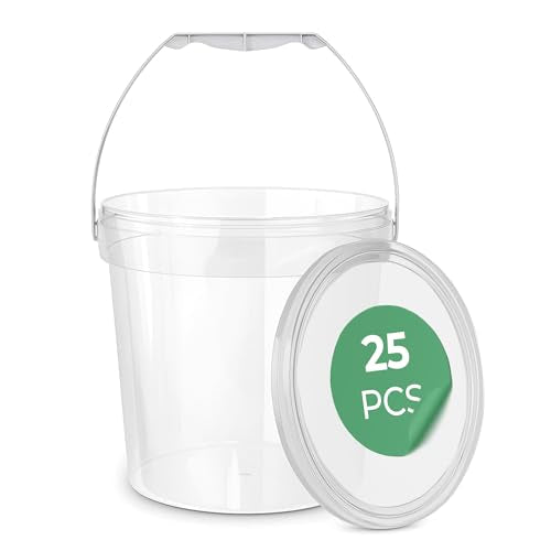 EconoHome 64oz Food Grade Round Plastic Bucket - 0.5 Gallon Food Storage Deli Containers with Lids Ideal for Ice Cream, Soup, and Prep Containers - BPA-Free, Premium HDPE - 25 Pack - color: Clear - 0.5 Gallon, size: 25 Pack