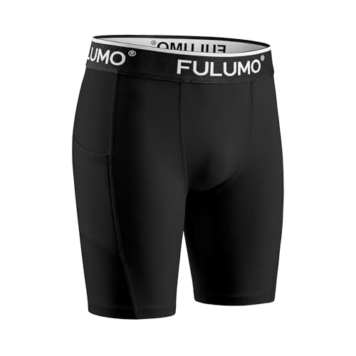 Men's Compression Athletic Shorts with Pocket Cup - color: Black, size: XX-Large