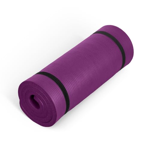 CAP 1" Extra Thick Yoga Mat, Exercise Mat with Strap, Multiple Colors - color: Wine