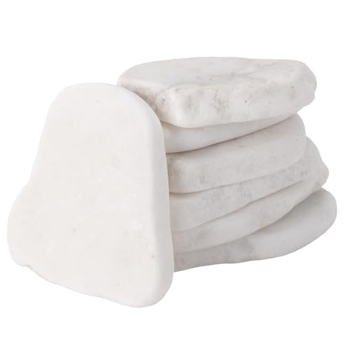 SINJEUN 35 PCS White Rocks for Painting, 2"-3" Flat Painting Rocks, Paintable Rock for Arts and Craft DIY Decoration