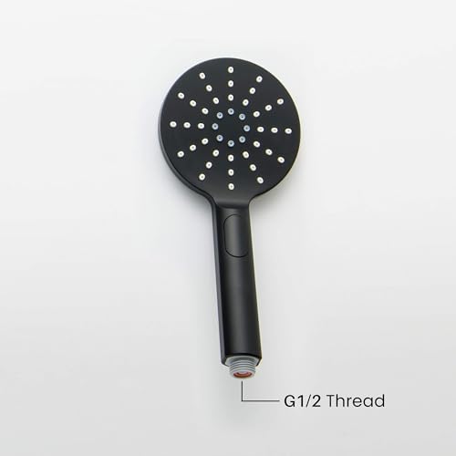 Circular 3 Settings ABS Handheld Shower Head, Multi-Function Showerhead with 3 Spray Modes, Ergonomic Design, Water-Efficient, Easy Install for Bathroom Showers, Matte Black Finish