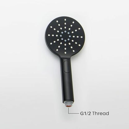 Circular 3 Settings ABS Handheld Shower Head, Multi-Function Showerhead with 3 Spray Modes, Ergonomic Design, Water-Efficient, Easy Install for Bathroom Showers, Matte Black Finish