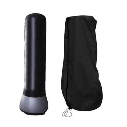 Freestanding Punching Bag Cover, Heavy Duty Pedestal Stand Boxing Bag Cover, Waterproof Stand Boxing Bag Covers with Side Zipper and Windproof Telescopic Rope - color: Black, size: 61*173cm