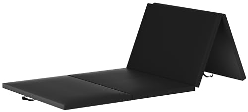 BalanceFrom All Purpose Extra Thick High Density Anti Tear Gymnastics Gym Folding Exercise Aerobics Mats - color: Black