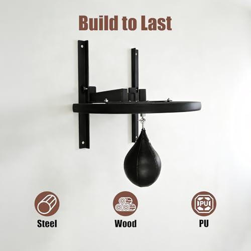 Speed Bag Platform Speed Bag Boxing Kit for Adults Height Adjustable Wall-Mounted Heavy Duty Boxing Training Equipment 360° Rotatable Speed Ball with Punching Ball Fits Home Gym Workout - color: Black Simple Version