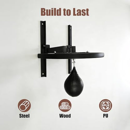 Speed Bag Platform Speed Bag Boxing Kit for Adults Height Adjustable Wall-Mounted Heavy Duty Boxing Training Equipment 360° Rotatable Speed Ball with Punching Ball Fits Home Gym Workout - color: Black Simple Version
