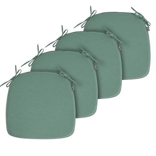 FUNHOME 17"x16"x2" Outdoor Chair Cushions Set of 4, Water Resistant Patio Chair Pads with Ties, Seat Cushions for Home Garden Furniture Decoration-Aqua Leala - color: Aqua Leala, size: Set of 4