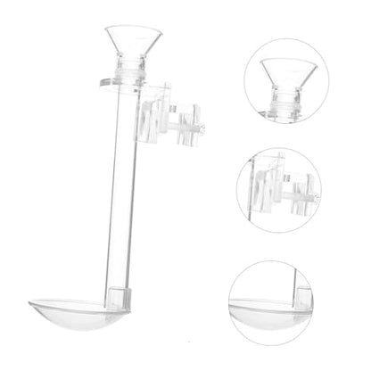 Happyyami 1set Acrylic Feeder for Fish Tank Wall-Mounted Shrimp Feeding Supplies Sinking Food Dispenser for Aquariums Easy to Assemble Tube Brush and Floating